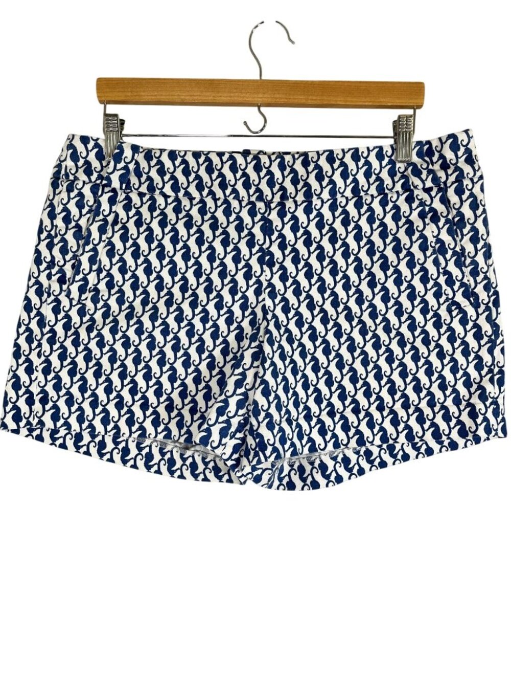J Crew Seahorse Shorts Blue 12 Coastal Nautical Preppy Resort‎ Summer Beach Chic